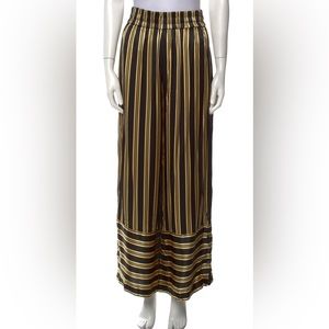 By Malene Birger Gold Black Striped Wide Leg Elastic Pants size 4